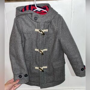 Mini Boden Wool Toggle Winter Coat Children's Size 4/5 Y Striped Jacket